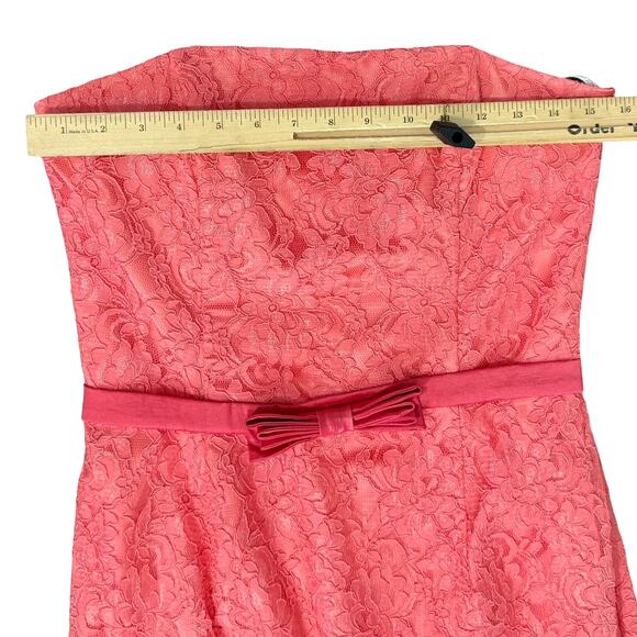 Vintage Jessica McClintock Pink Floral Lace Strapless Mermaid Maxi Dress size 10 - Picture 3 of 14